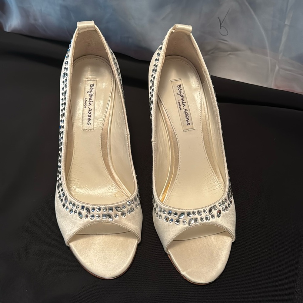 Benjamin Adams London Luxury Bridal Shoes Carmen Ivory Duchess Silk Rhinestone
